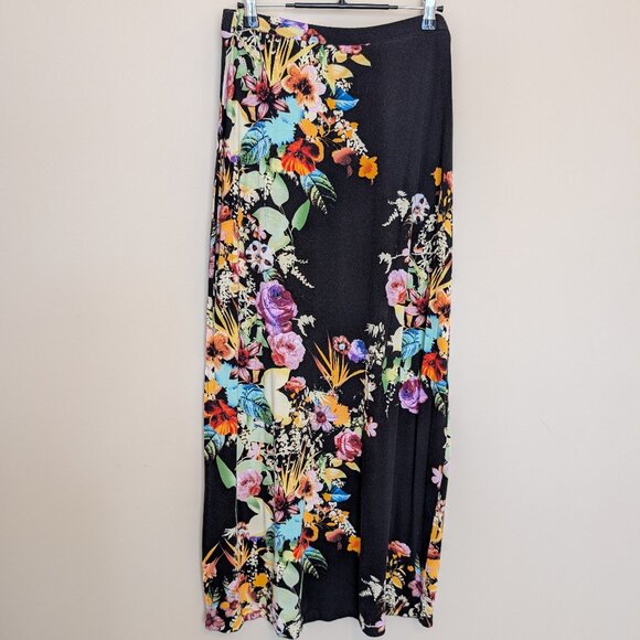 Spense florals on black knit maxi skirt lightweight and super soft Large - Picture 3 of 8